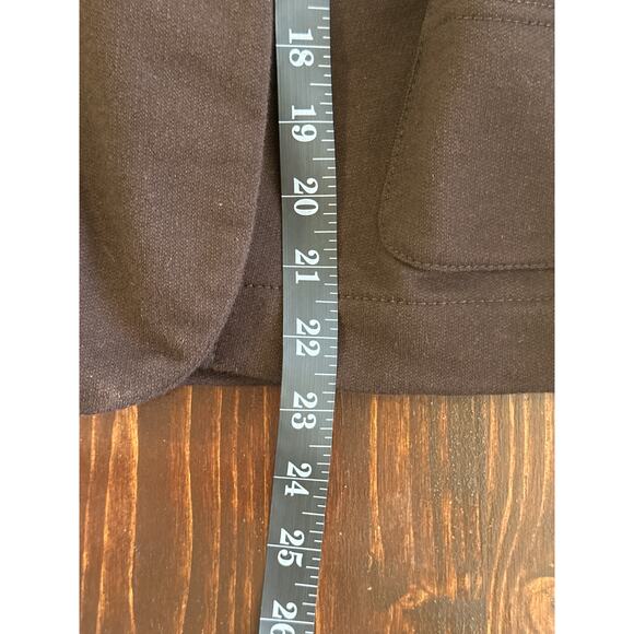LRL Lauren Jersey Cardigan Blazer S Brown Leather Buckle Preppy Equestrian - Picture 12 of 13